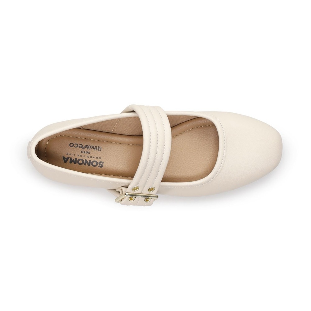 Sonoma Goods For Life® Delilah Women's Mary Jane Flats in Bone Women’s Size 8.5 - Picture 3 of 16